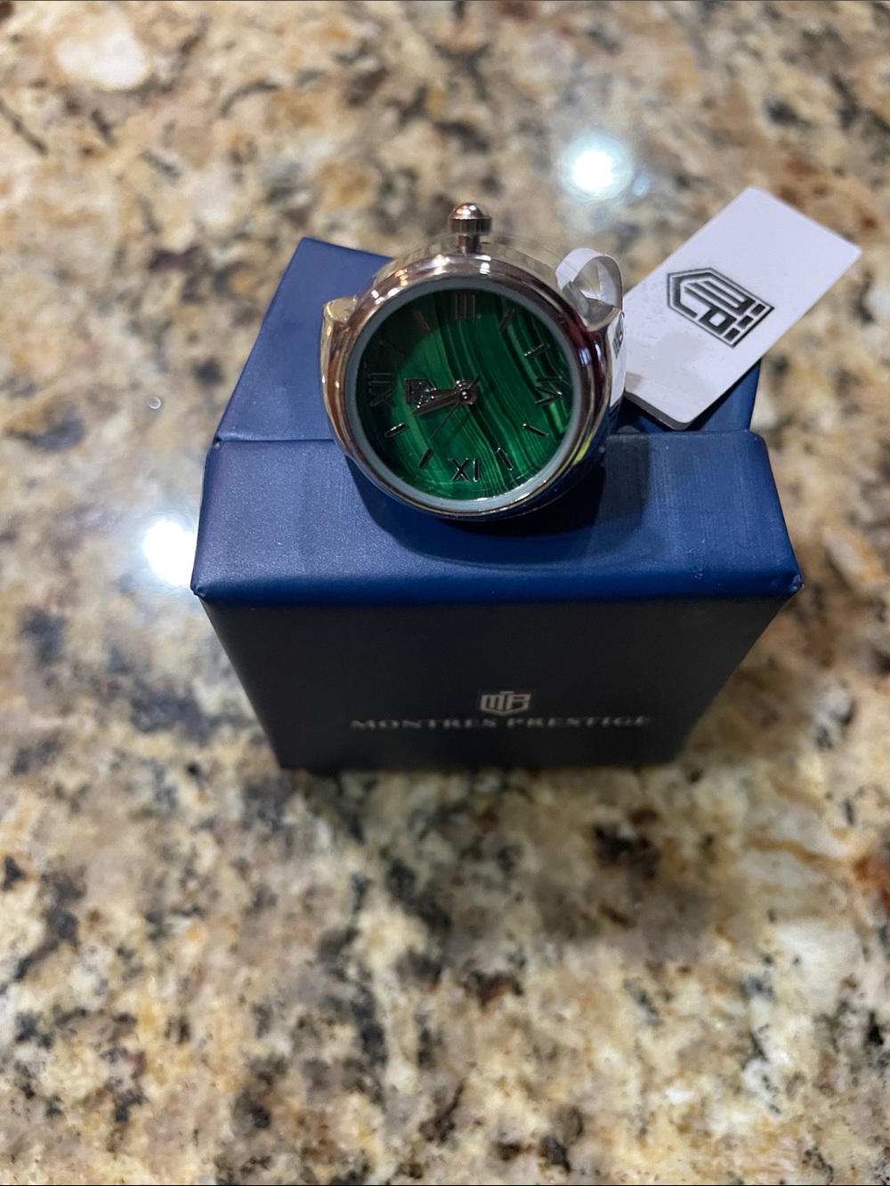 Montres Prestige Women's Green Dial Silver Ring Watch